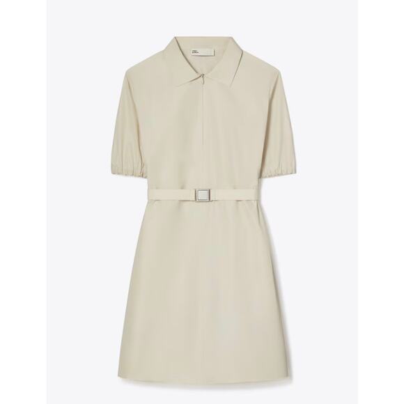 Tory Burch NWT Poplin Polo Dress Pale Sandstone Sz 14 Quiet Luxary Preppy - Picture 3 of 13